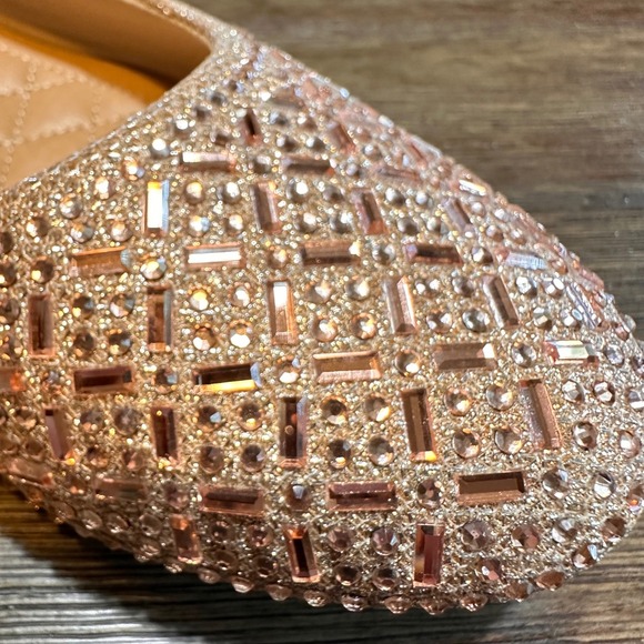 FeelCloud Womens Rose Gold‎ Rhinestone Flats Dress Shoes Sparkly Size 39 US 8 - Picture 2 of 11